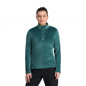 Cypress Green Spyder Shimmer Bug Half Zip T-Neck | FOW-910837