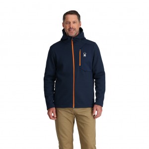 True Navy Spyder Bandit Hooded Fleece Jacket | LKJ-371904