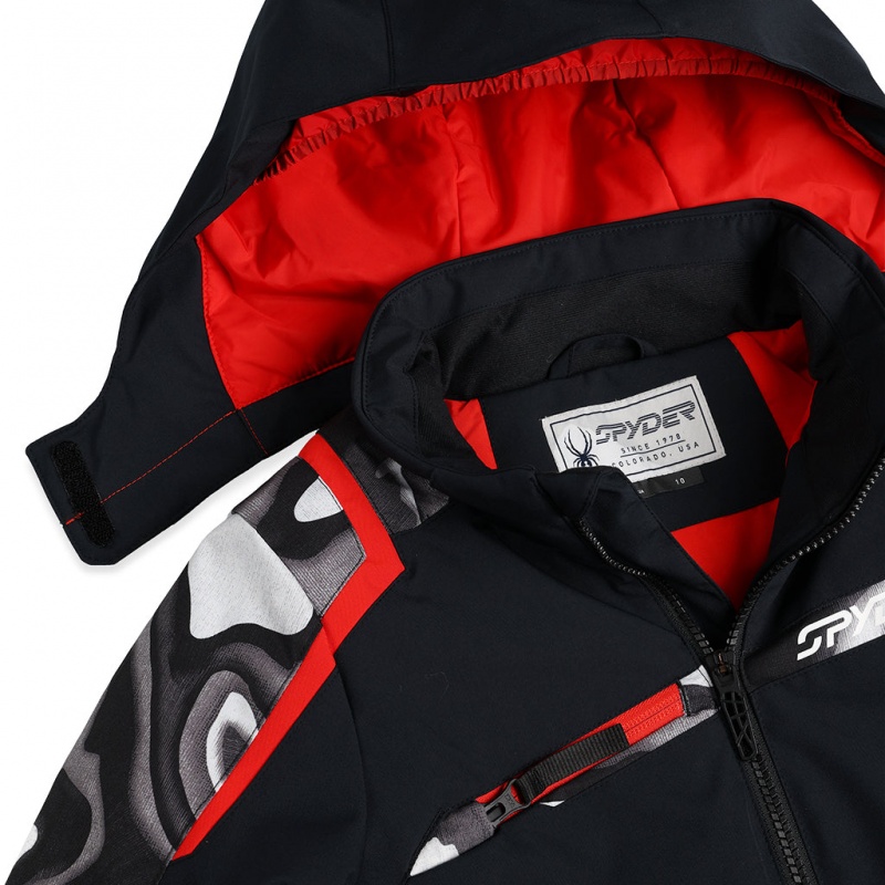 Black Combo Spyder Boys Challenger Insulated Jacket | PAJ-064971