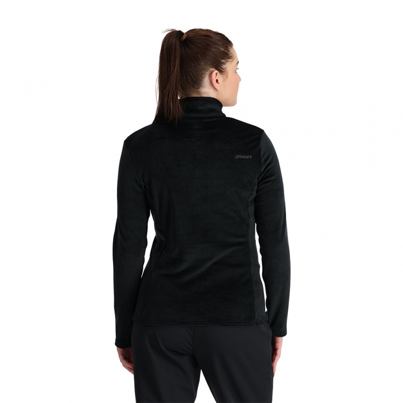 Black Spyder Shimmer Bug Half Zip T-Neck | KGW-273689