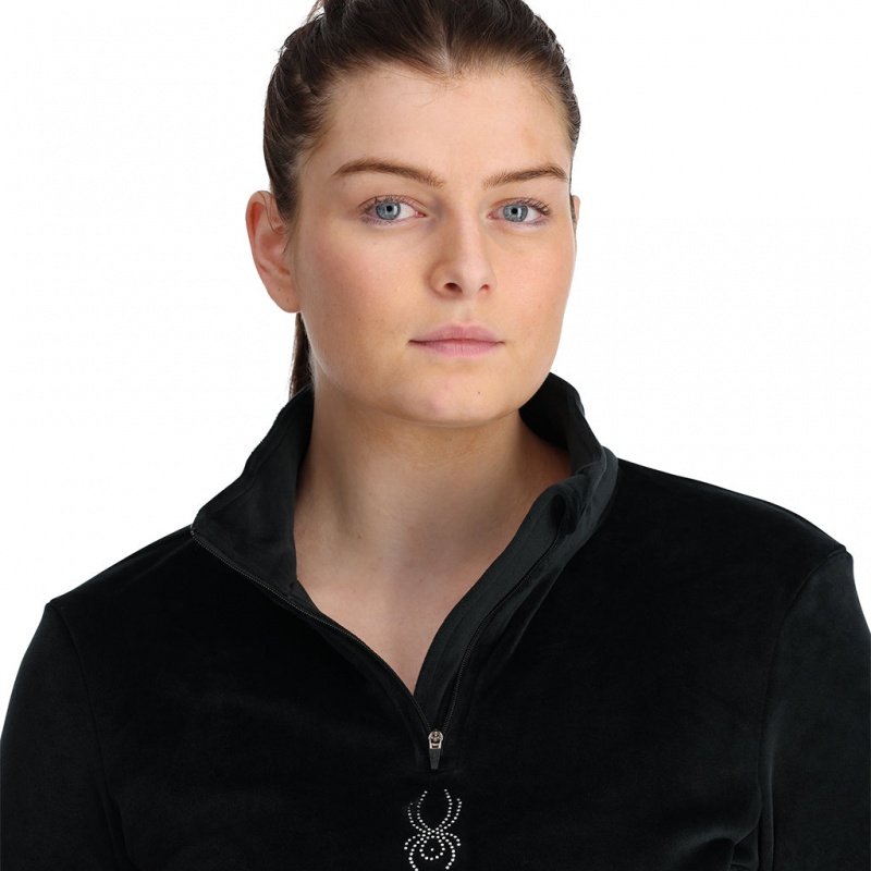 Black Spyder Shimmer Bug Half Zip T-Neck | KGW-273689