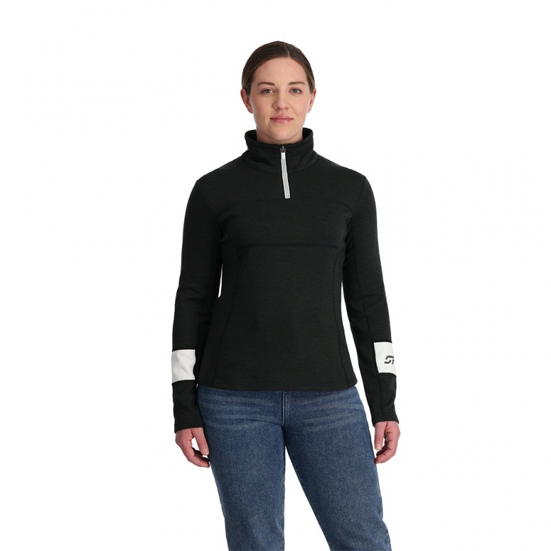 Black Spyder Speed Half Zip Fleece Jacket | MZQ-297165