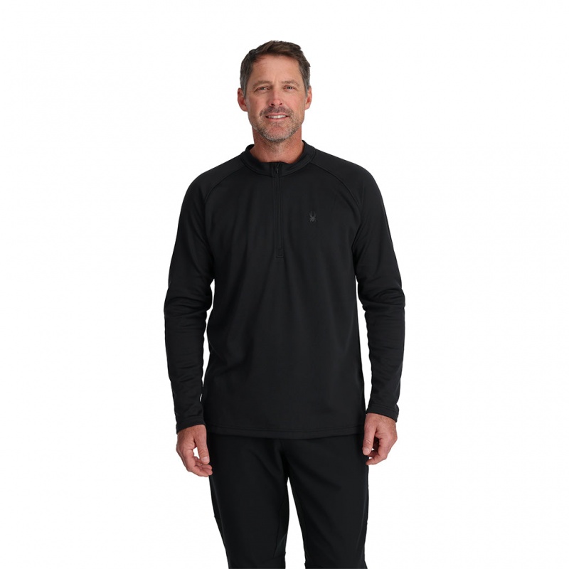 Black Spyder Turner Half Zip T-Neck | EQT-798364