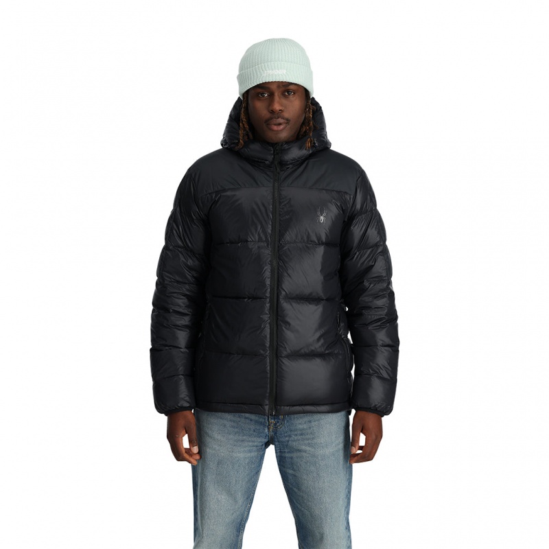 Black Spyder Unisex Windom Hooded Down Jacket | HUZ-829417