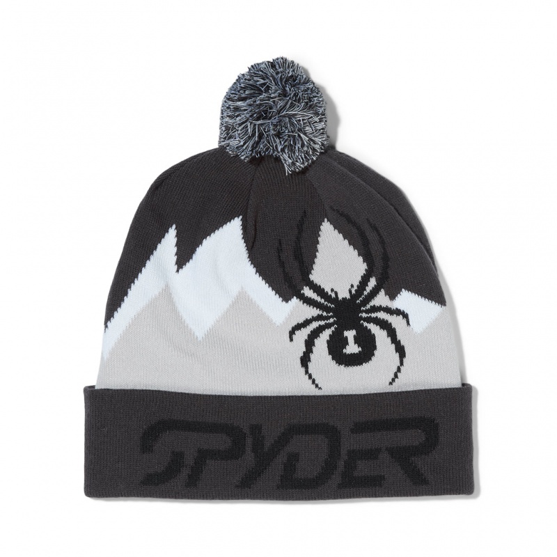 Black Spyder Zone Pom Beanie | GQN-478926