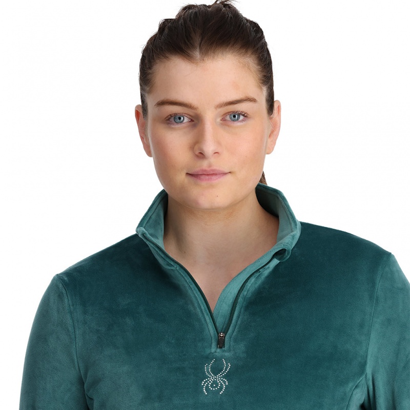 Cypress Green Spyder Shimmer Bug Half Zip T-Neck | FOW-910837