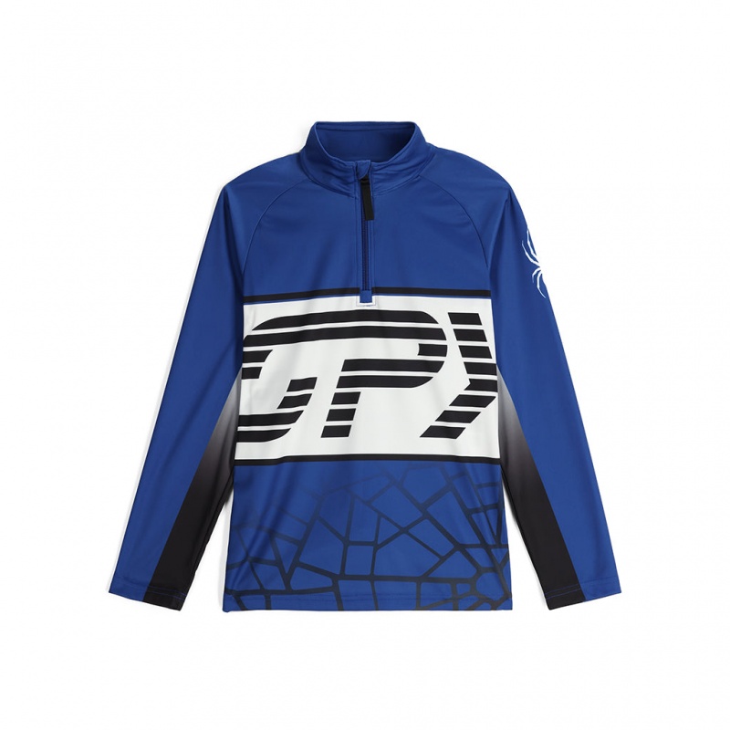 Electric Blue Spyder Boys Web Half Zip Fleece Jacket | WNJ-240765