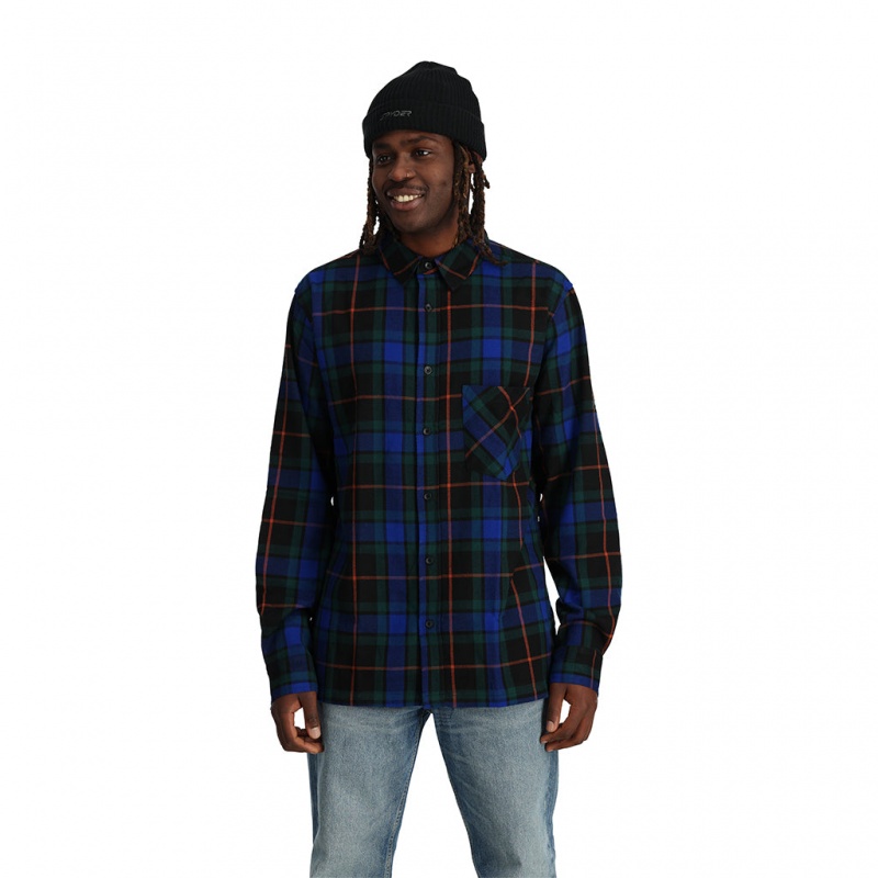 Electric Blue Spyder Elevation Flannel T-Shirt | LTG-904632