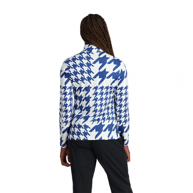 Electric Blue Spyder Houndstooth Half Zip T-Neck | ZWD-932567