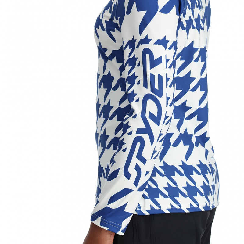 Electric Blue Spyder Houndstooth Half Zip T-Neck | ZWD-932567