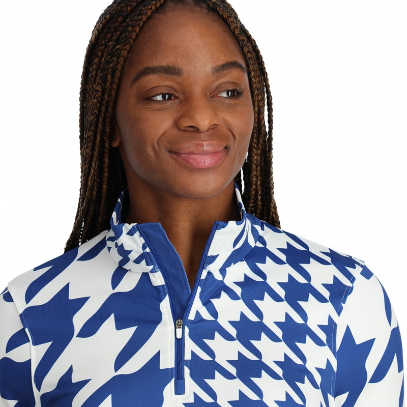 Electric Blue Spyder Houndstooth Half Zip T-Neck | ZWD-932567