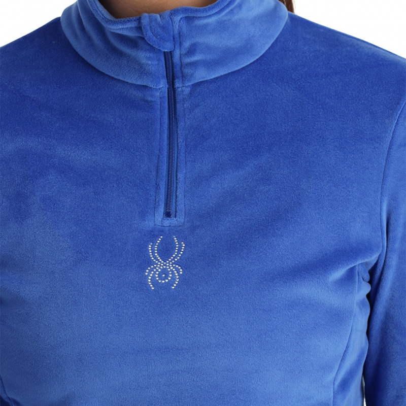 Electric Blue Spyder Shimmer Bug Half Zip T-Neck | PDT-745293