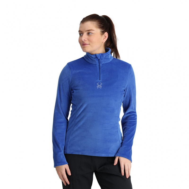 Electric Blue Spyder Shimmer Bug Half Zip T-Neck | PDT-745293