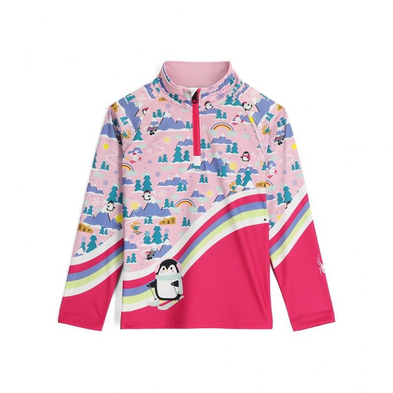 Petal Pink Spyder Girls Reflect Half Zip T-Neck | RVG-982736