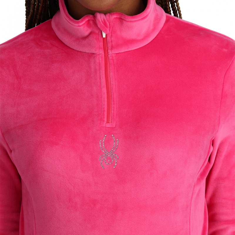 Pink Spyder Shimmer Bug Half Zip T-Neck | KFR-681302