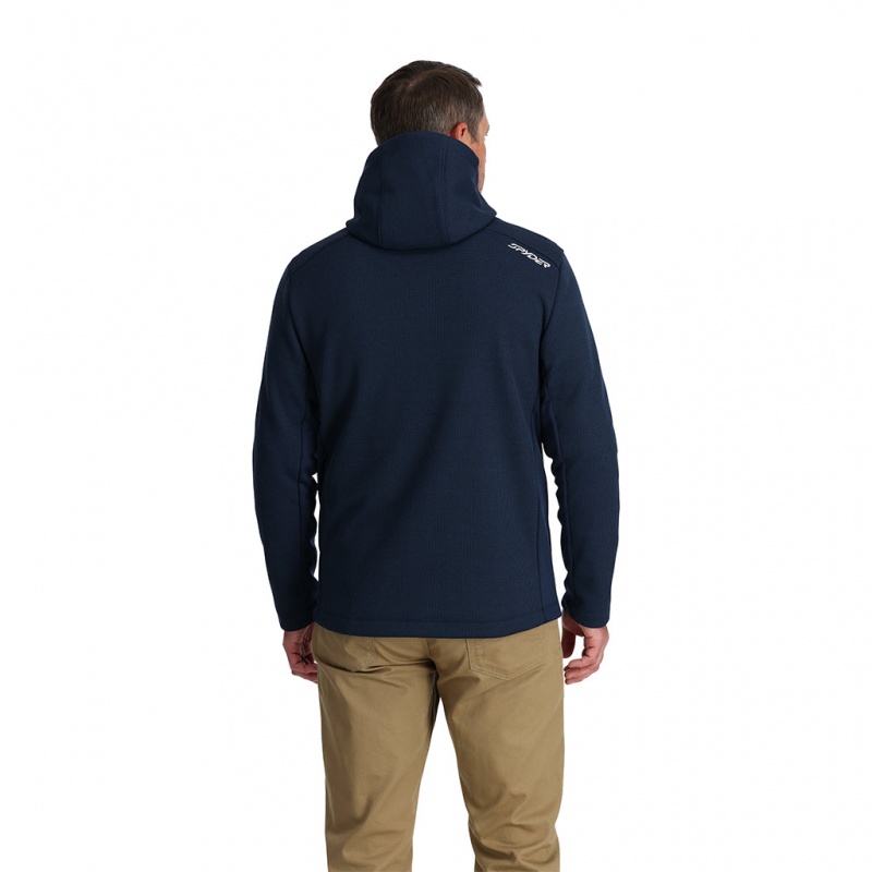 True Navy Spyder Bandit Hooded Fleece Jacket | LKJ-371904