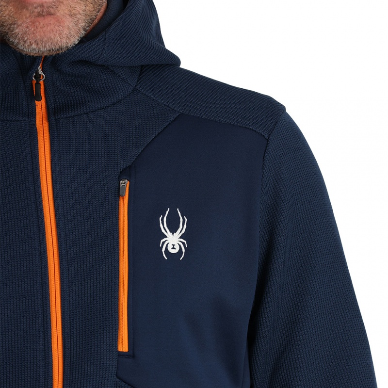 True Navy Spyder Bandit Hooded Fleece Jacket | LKJ-371904