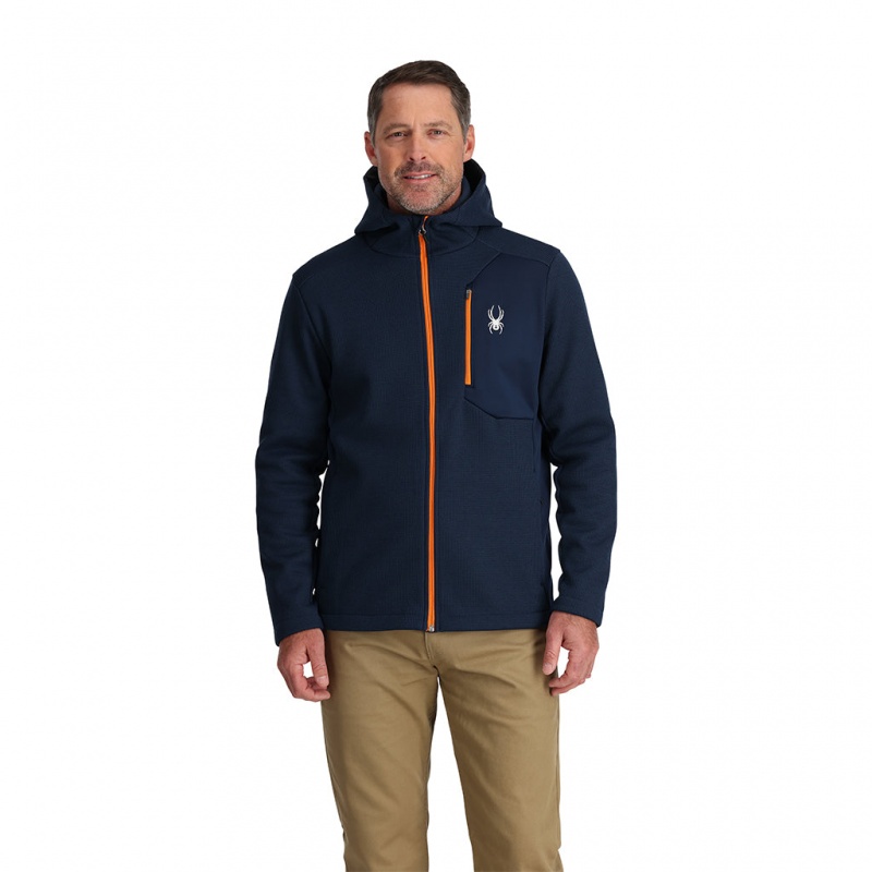 True Navy Spyder Bandit Hooded Fleece Jacket | LKJ-371904