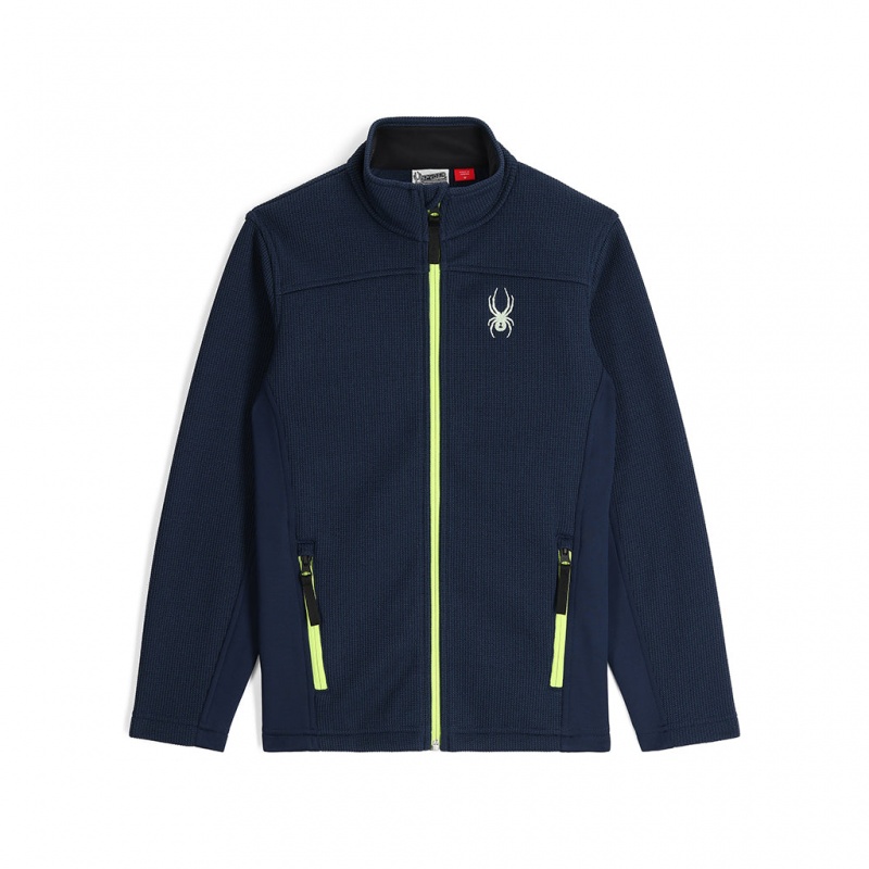 True Navy Spyder Boys Bandit Full Zip Fleece Jacket | PKS-078693