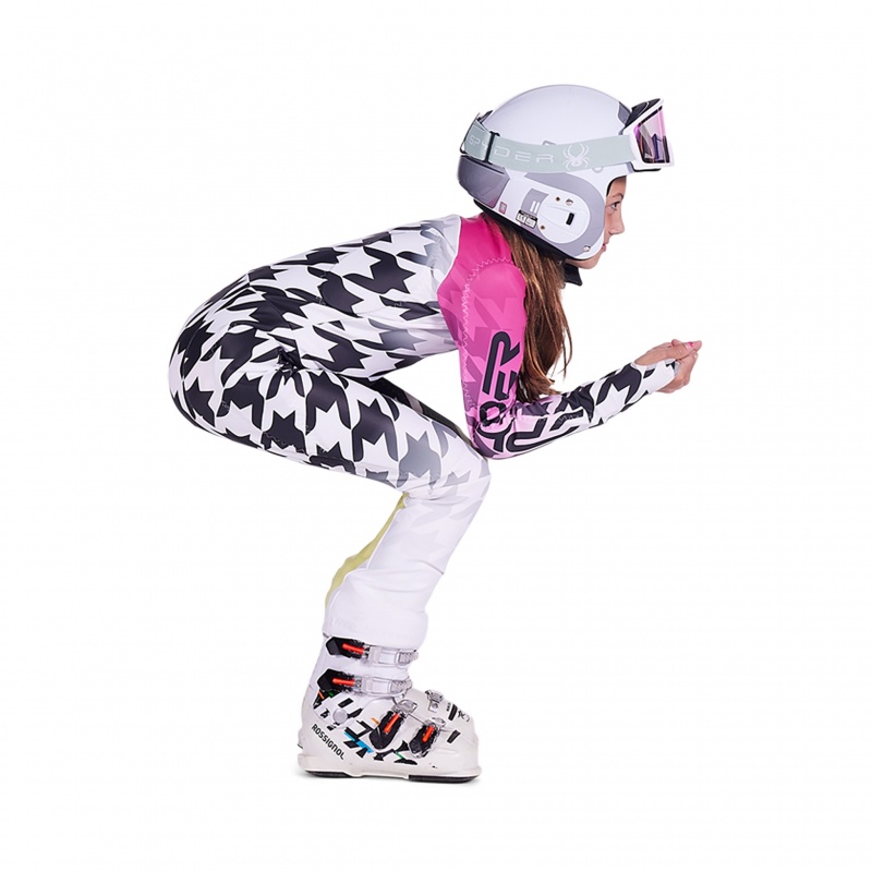 White Combo Spyder Girls Performance Gs Race Suit | XZU-142836